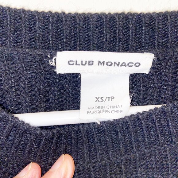 Club Monaco Cashmere, Rabbit Hair Blend Crochet Lace Arm Sweater XS - Picture 3 of 7